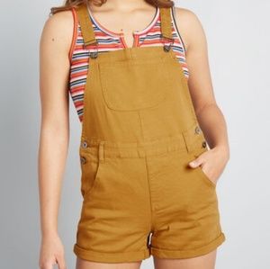 Medium mustard overall shorts ModCloth